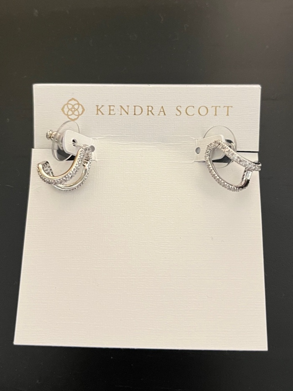 Kendra Scott Silver CZ Double-Hoop Earrings NWT